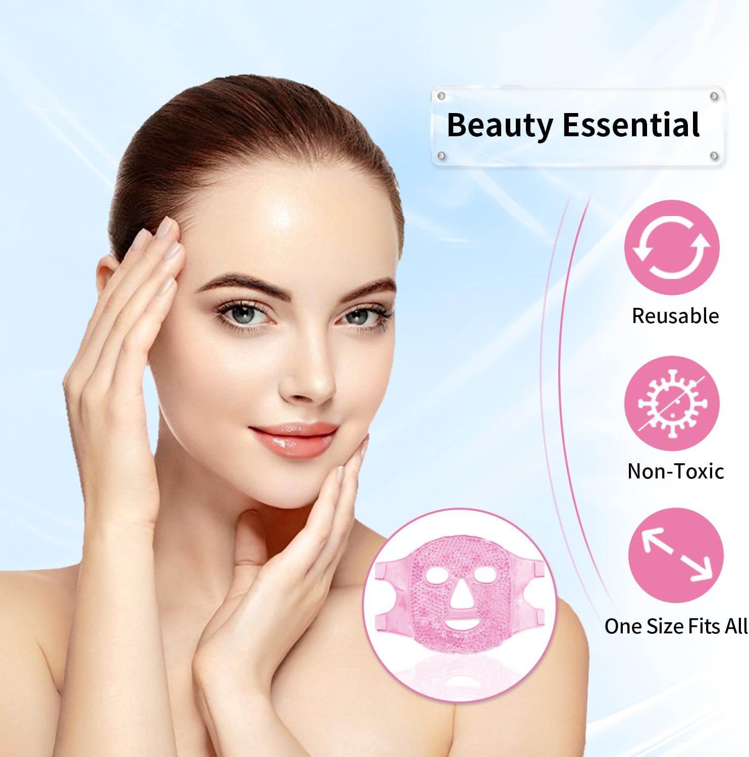 Máscara fria para ojos. Máscara facial de hielo. Compresa fria y caliente para ojeras,