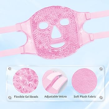 Máscara fria para ojos. Máscara facial de hielo. Compresa fria y caliente para ojeras,